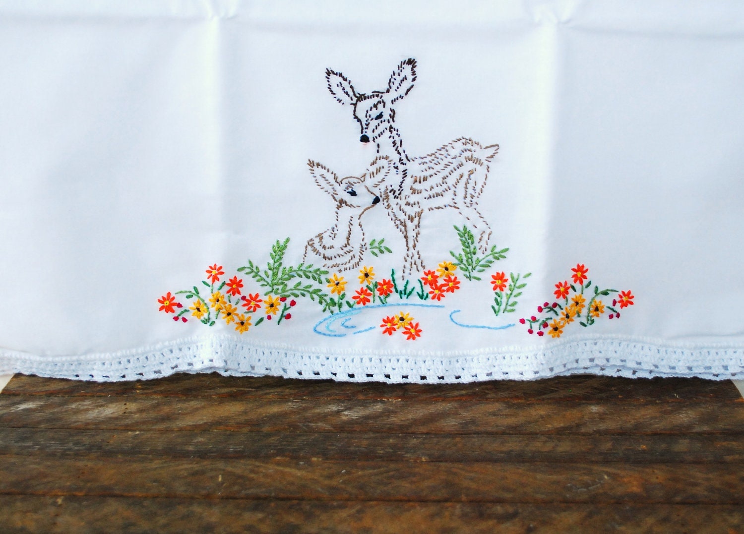 Vintage pillowcases set of 2 hand embroidered pillowcases