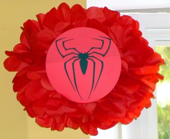 Spiderman Superhero tissue paper pompom kit Il_570xn