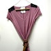 Womens Muave V-Neck T-Shirt with Black Sequin Shoulder Patches from the E W McCall Line for Women