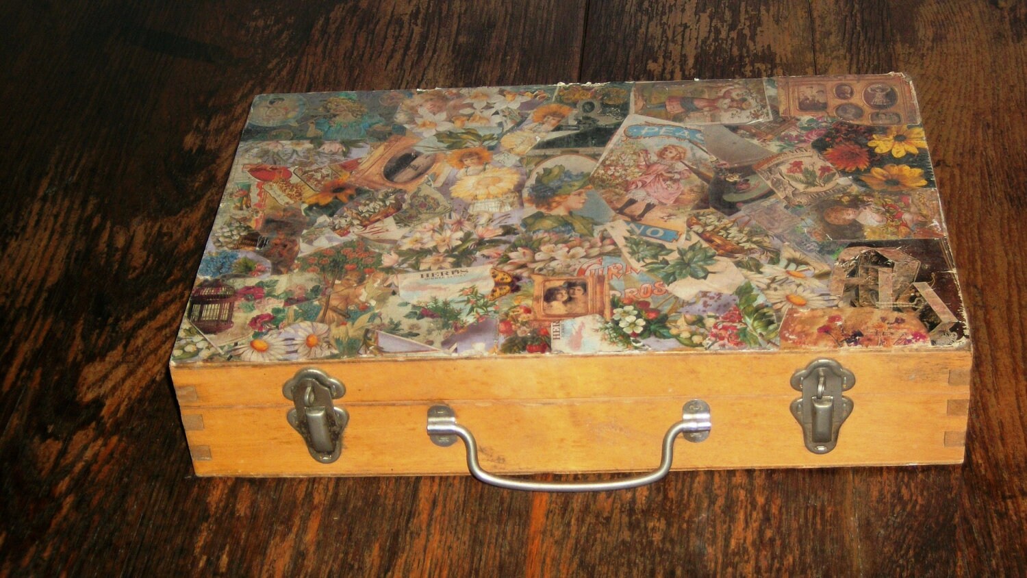 decoupage supplies wood Art Wooden Handmade with Vintage Supply Decoupage Box