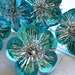 Vintage Christmas Ornaments - Turquoise Foil Reflector Tie Ons - A Set of 4