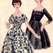 Vintage 1950s Vogue Cocktail Party Dress Sewing Pattern Vogue 9794 Full Skirt Square Neckline--Bust 31