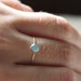 Arctic Blue Ice on a Golden Thread - Simple Sweet Stack Ring 5mm Aqua Chalcedony - Rose or Yellow Band - Delicate Jewelry