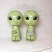 Little Green Men Alien Cake Topper Kokeshi Dolls