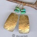 Gold Brass Earrings w- Organic Texture & Turquoise, Artisan Metalwork Earrings, Turquoise Earrings, Modern Jewelry, Contemporary Earrings