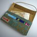 Green-yellow leather wallet with silkscreenprint