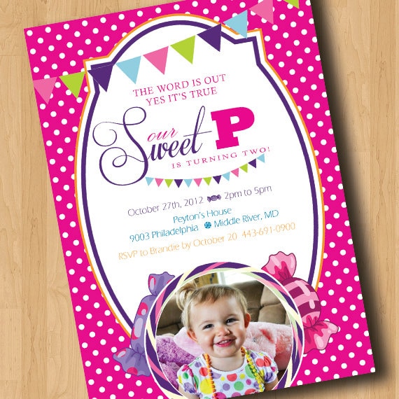 Candy Themed Birthday - Birthday Party Invitation - Digital File Il_570xn