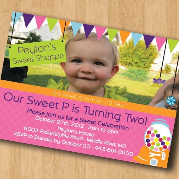 Candy Themed Birthday - Birthday Party Invitation - Digital File Il_570xn