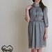 sheer striped secretary dress . slate gray cowl neck frock .small.medium .sale