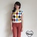 1970 diamond knit sweater . retro box top .small .sale