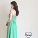 grass green dress . 1970 summer a line linen .extra small.small.xs