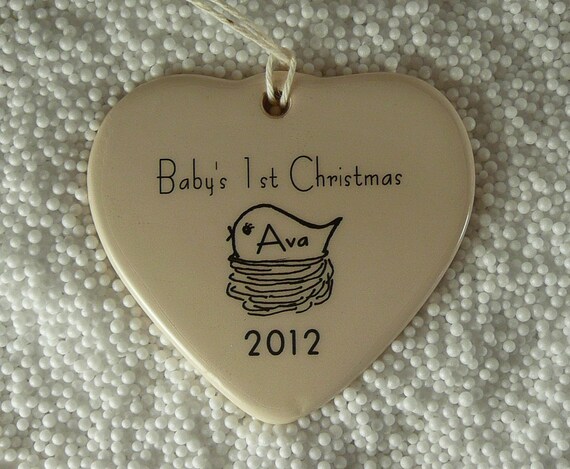 custom babys 1st christmas porcelain heart ornament 2012 custom babys 1st christmas porcelain heart ornament 2012