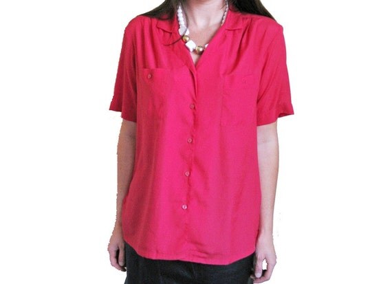 hot pink button up shirt women's