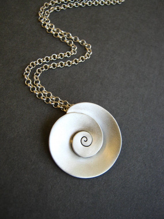 Nautilus pendant Spiral pendant hand crafted by