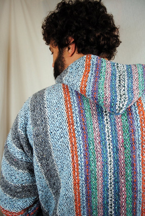 Vintage 1990s Striped Pullover Baja Drug Rug Hoodie