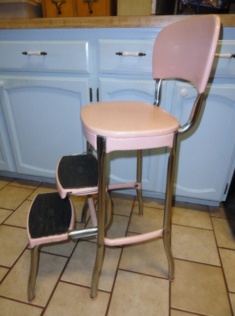 Reserved for Karen Vintage Stool Kitchen Utility Step Pink