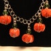 Stone Pumpkins on a vine chain necklace , Fall Necklace , Halloween Necklace