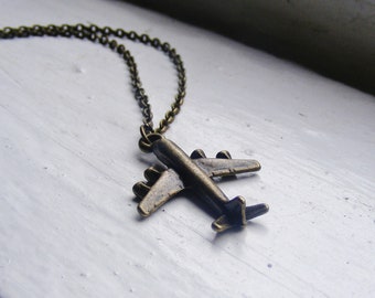 Airplane Necklace. Vintage Inspired Necklace. Unisex Necklace. Plane Necklace. Pilot. Jetsetter. World Traveler. Air Force.