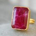 Red Ruby Ring - Square Cut - Adjustable Ring, Juicy Cranberry