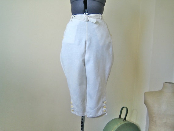 1930s Jodhpurs / Women's white linen breeches for walking