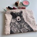 Bear illustration screen printed floral make up bag/clutch - Large