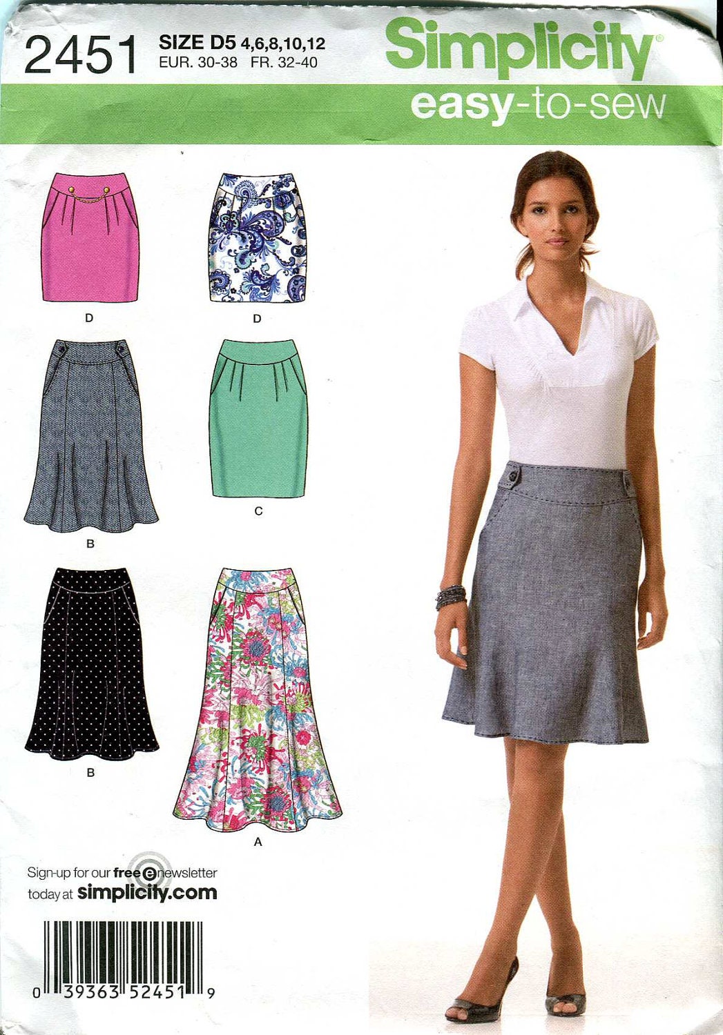 Simplicity 2451 Easyto Sew Skirt pattern 2 styles with