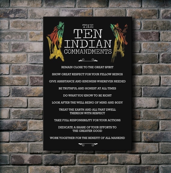 Items Similar To The Ten Indian Commandments - 18x24 Canvas Print ...