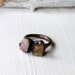 Copper Ring Topaz Pink Tourmaline Warm Peach Raw Gemstone Artisan Handmade