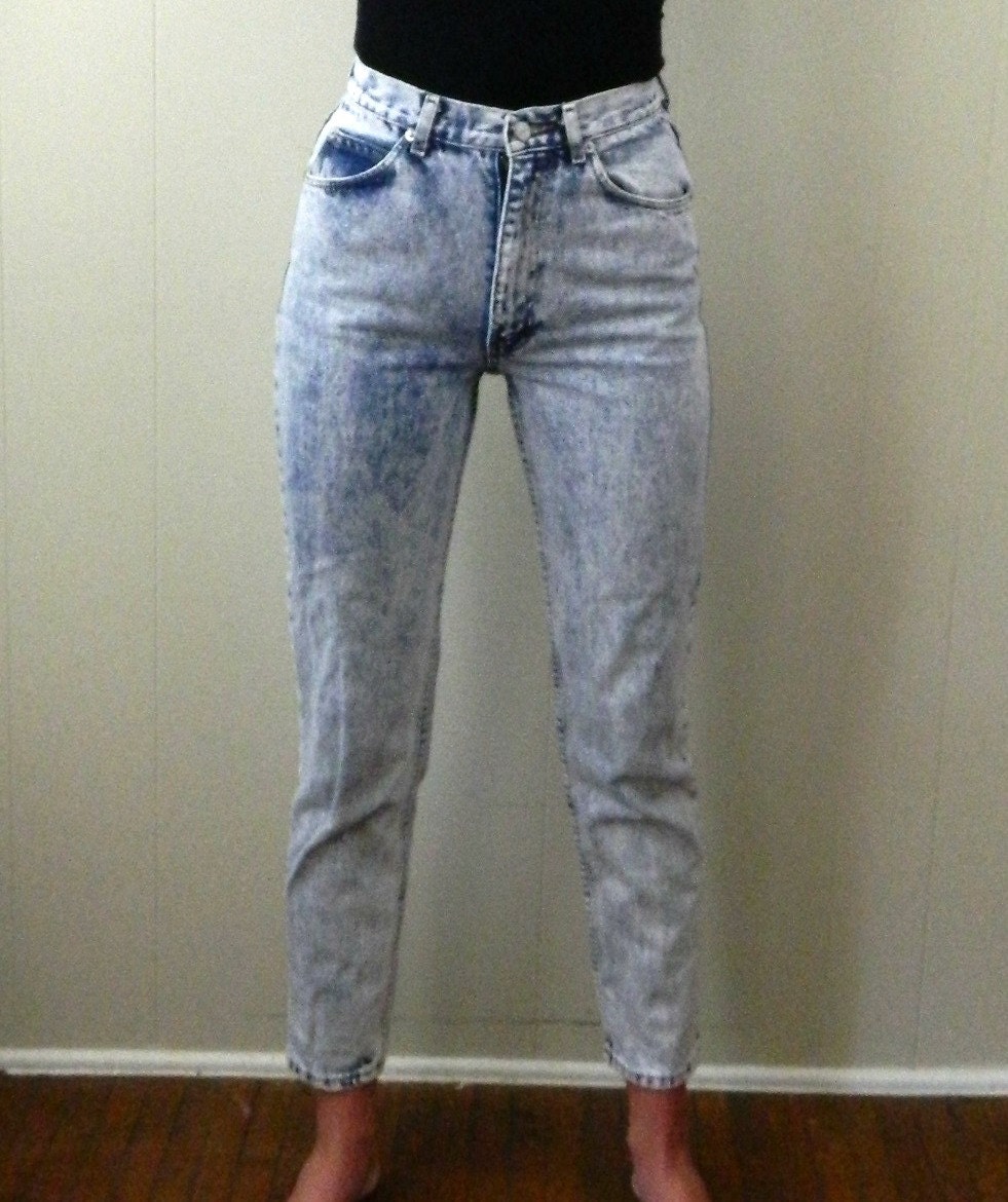 80s High Waisted Acid Wash Skinny Jeans by bottleblondevintage