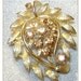 Lisner signed Champagne Amber Leaf Rhinestone Vintage Brooch
