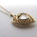 Heart pocket watch pendant necklace by Bertmar, 17 jewels, working, long 14k gold chain