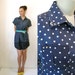 Navy polka dot silk shirt dress - Small / Medium - OOAK - Reworked vintage / Simone's Rose Sandbox collection