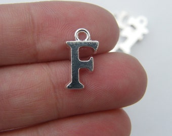 8 Letter F alphabet charms silver plated