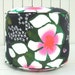 Flower pouf ottoman in 18", round floor pouf in green, pink, purple and black, floral pouffe ottoman, black floor cushion