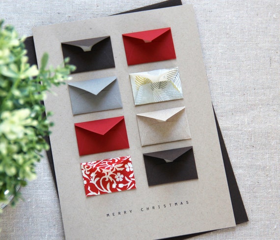 Items similar to Merry Christmas - Tiny Envelopes Card with Custom ...