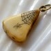 Preban genuine ivory unusual spider and web carved scrimshaw pendant - Halloween jewelry fashion