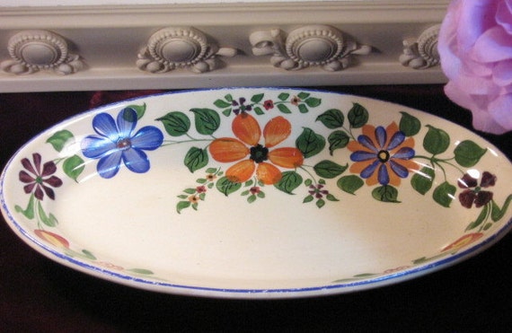 Antique Adams Titian Ware Royal Ivory Floral Oval by havetohaveit