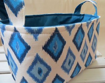 Fabric Organizer, Storage Bin, Container Basket, Carnival Arctic Blue 10 x 5.5 x 6