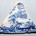 Sea Beach Pottery Pendant "Blue" Wave Scene W/ House - Crazing, Crackle Glaze, San Juan Island, Wa
