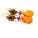 Purple velvet & TangerineEarrings dangle Earrings, Amethyst and Orange Handcrafted drop Earrings,