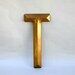 Vintage Sign Letter T / Large Gold Steel Letter T