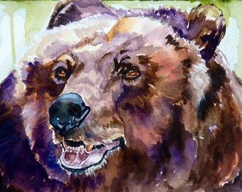 Bear Watercolor Print by Maure Bausch