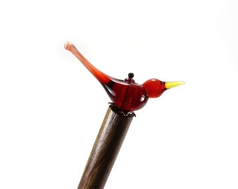 Accessoire de coiffure personnalisée oiseau, pic à cheveux en bois, épingle à chignon oiseau verre à la main, coiffure chignon