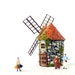 The Hermitage - Miniature Terrarium Windmill - Handmade French country Cottage Round House - HO Scale
