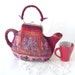 Felted purse teapot India Burgundy dark red handbag