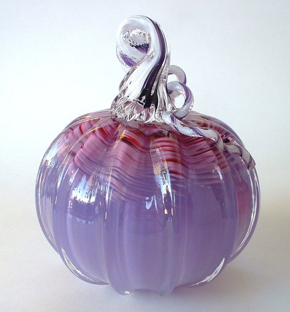 Hand Blown Glass Pumpkin Purple Lilac