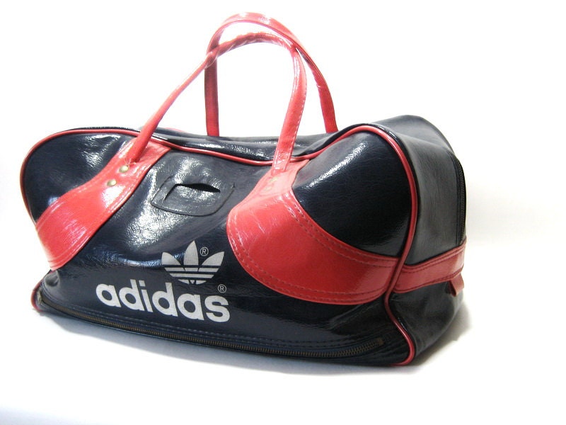 Vintage 1970s Adidas Gym Duffle Bag Blue and Red by UppNorthEh