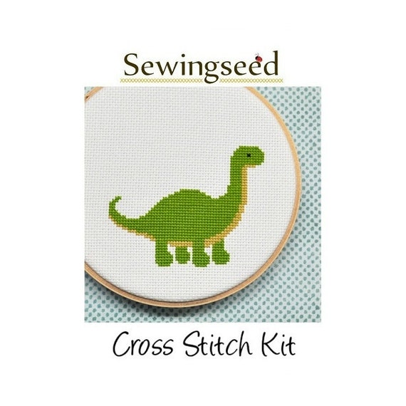 Dinosaur Cross Stitch Kit by Sewingseed on Etsy