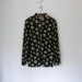 Vintage 70s Blouse ... Black Floral Fire Island Button-up Shirt ... Large
