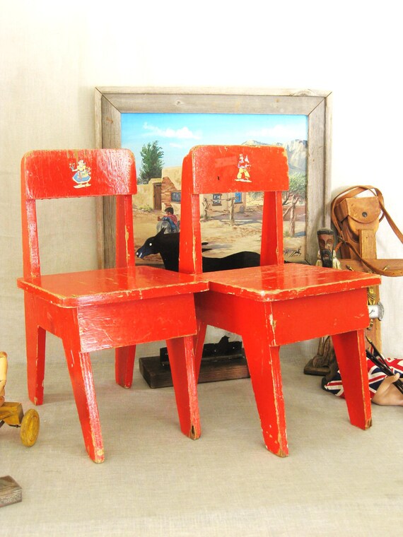 Antique Wooden Childrens Chairs Vintage Child